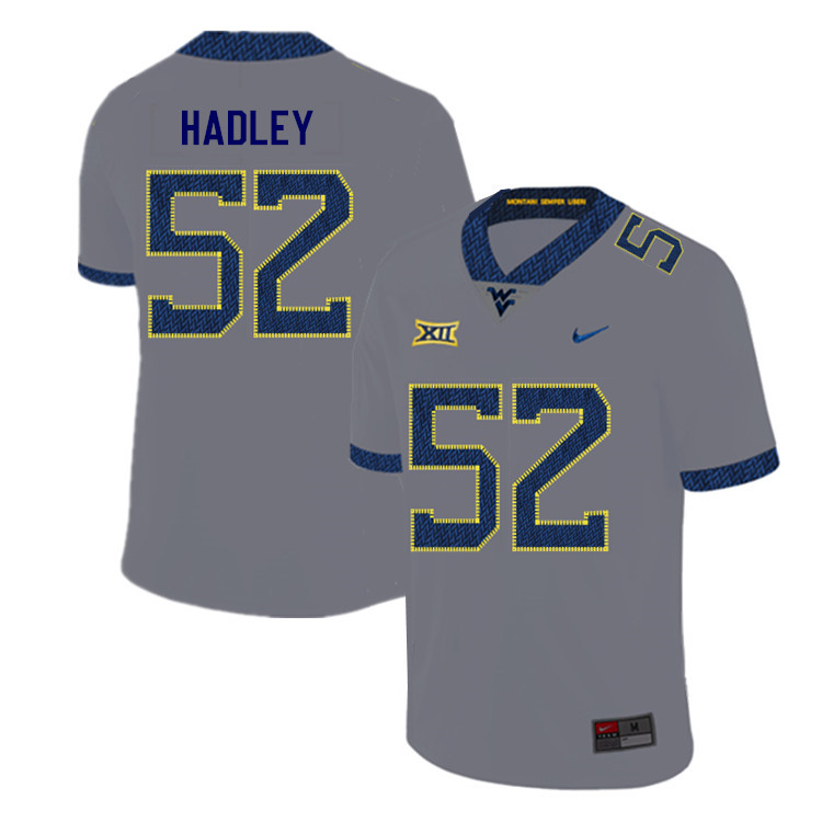NCAA Men's J.P. Hadley West Virginia Mountaineers Gray #52 Nike Stitched Football College 2019 Authentic Jersey BM23W10WV